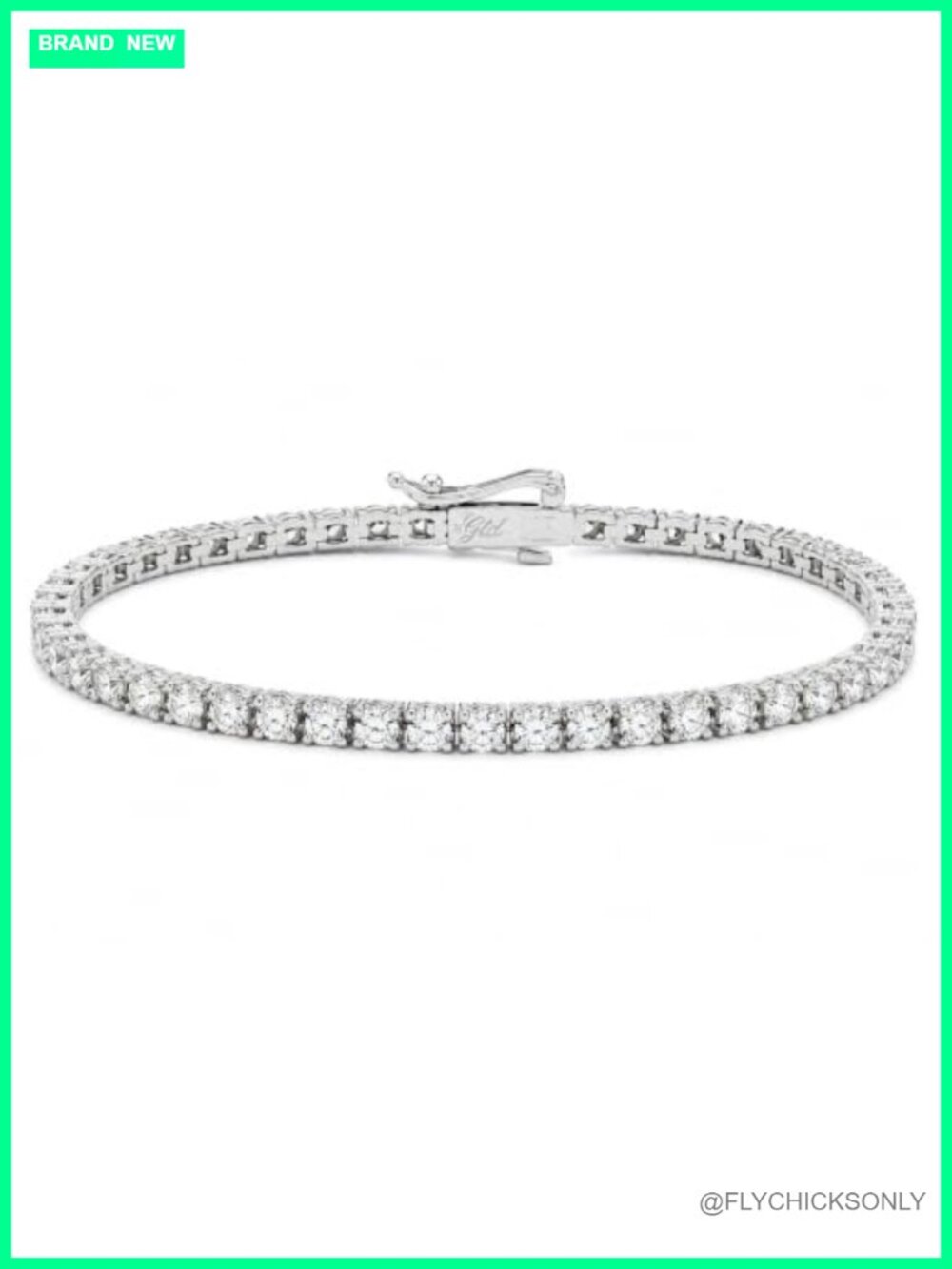 Gold Plated Tennis Bracelet Round Cut Hand-Set Stones Secure Clasp Gift